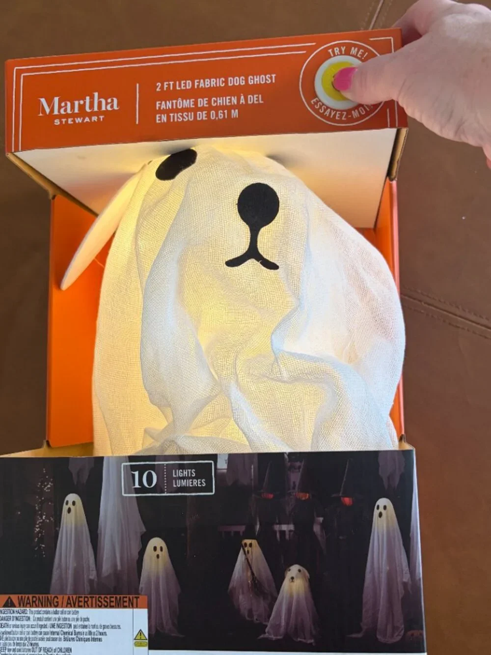Martha Stewart 2 ft LED Fabric Dog Ghost Lighted Halloween NWT TikTok Viral